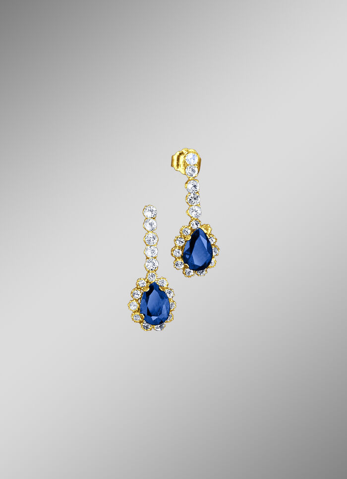 Oorbellen met echte saffieren en echte witte topaas 