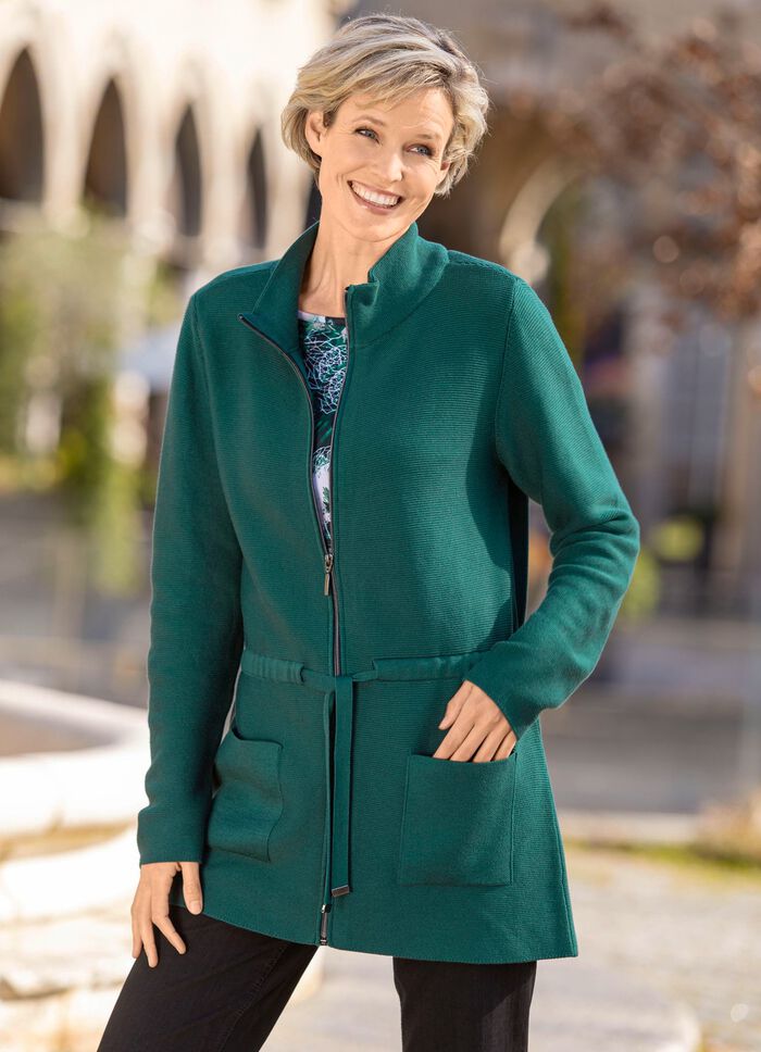 Cardigan met strikband voor breedteverstelling 