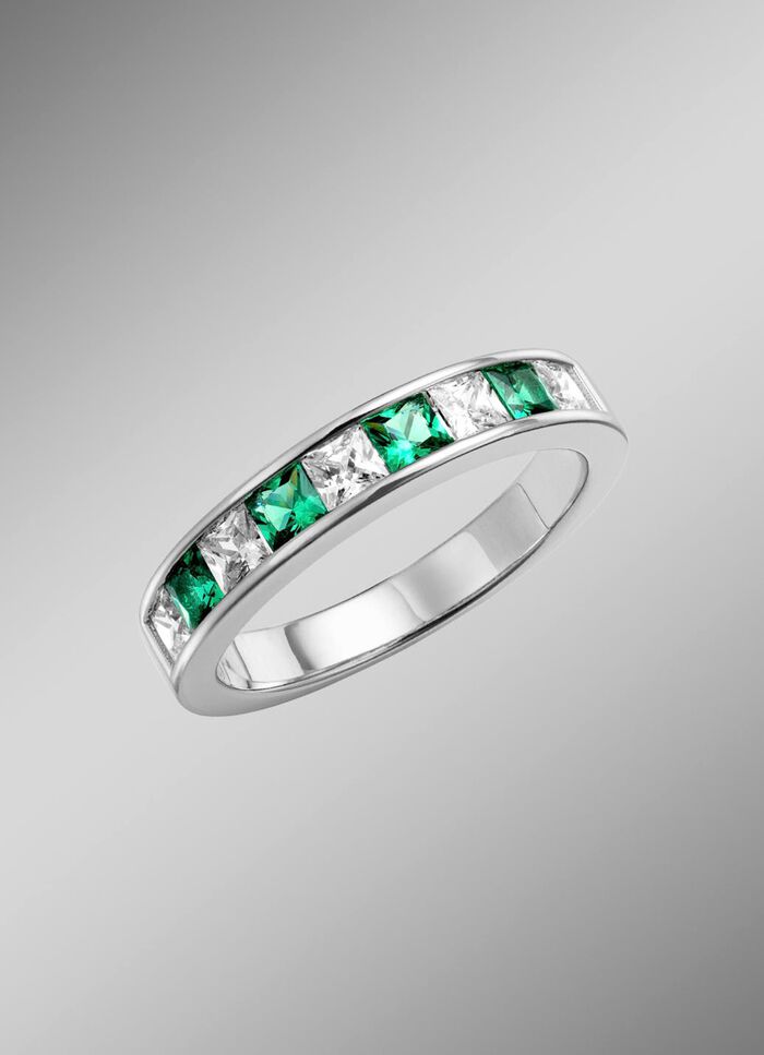 Stralende elegantie: damesring met synthetische zirkonia en glasstenen 