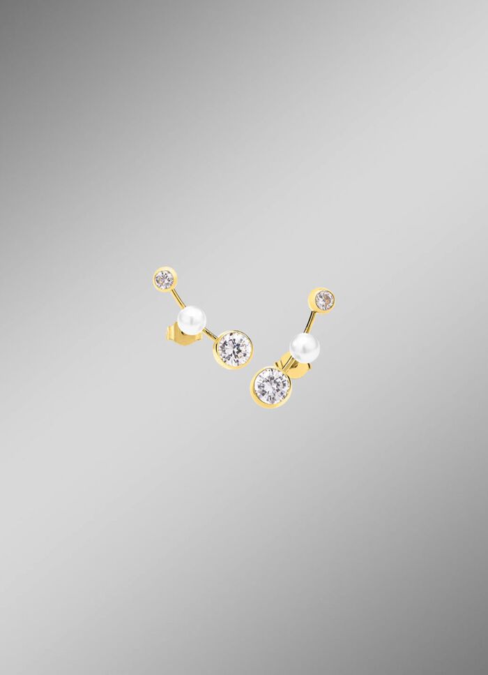 Prachtige oorbellen met zoetwaterparels en zirkonia 