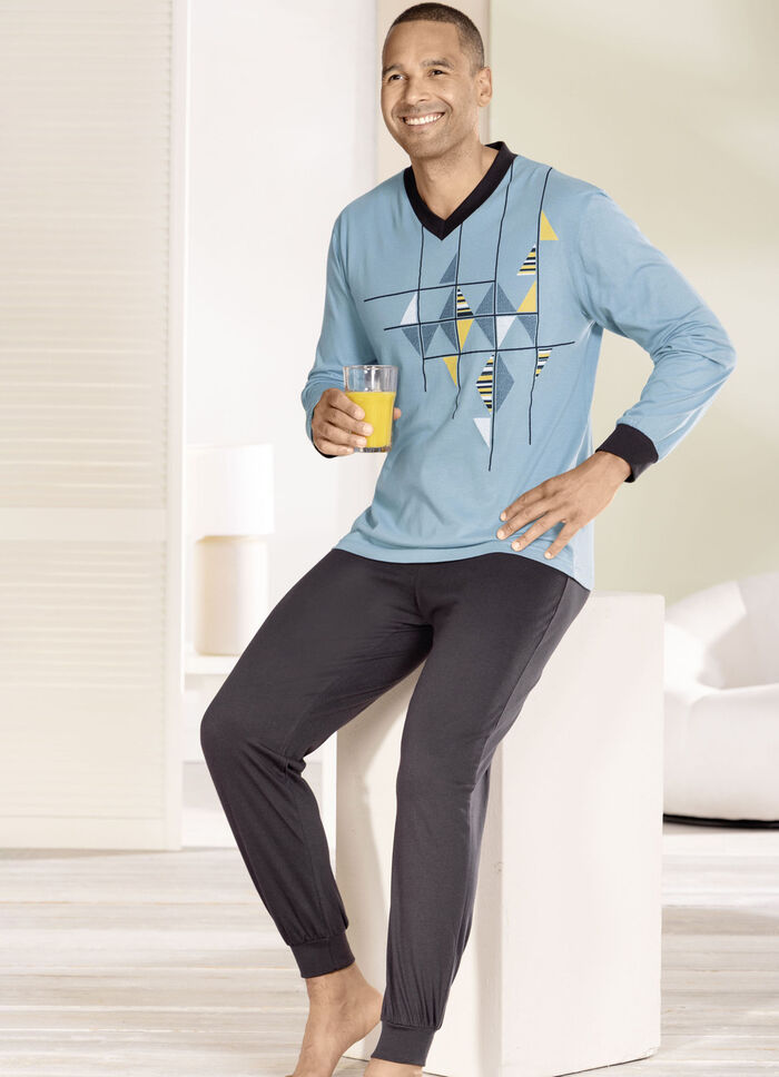 V-hals pyjama met manchetten 