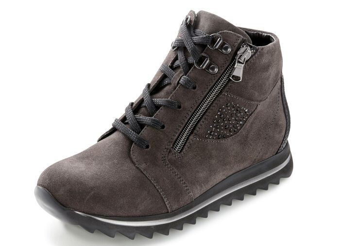 Waldl&auml;ufer enkellaarsjes met praktische ritssluitingen aan de zijkant GRIJS