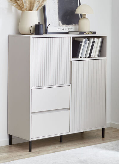 Highboard met uitgebreide gegroefde voorkant 