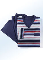 Set van twee pyjama's met V-hals en borstzakje 