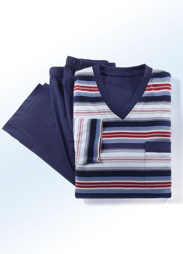 Set van twee pyjama's met V-hals en borstzakje 