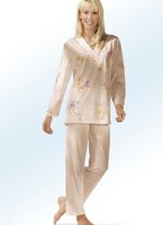 Pyjama met V-hals en lange broek ABRIKOOS-MEERKLEURIG