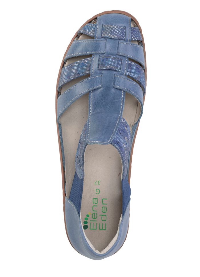 ELENA EDEN sandalen met bandjes van nappaleer en su&egrave;de met effectief reli&euml;f JEANS