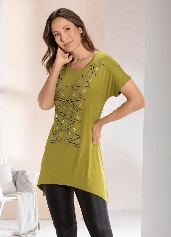 Lang shirt met verlaagde schouders PISTACHE