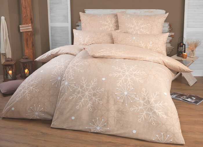 Florella beddengoedset met sneeuwvlokken en ijskristallen 