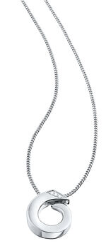 Massieve kettinghanger van platina, met 3 loepzuivere briljanten 