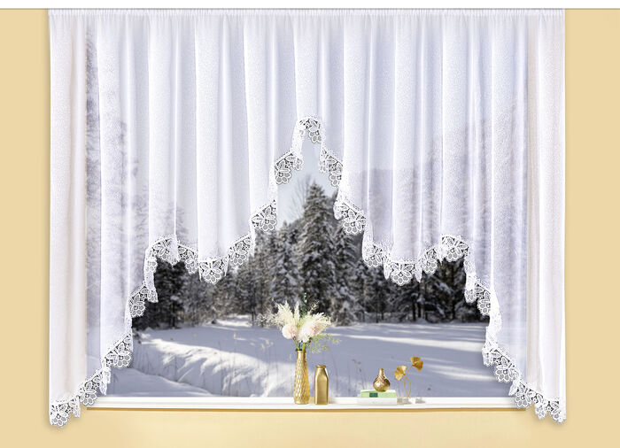 M-Bogen winkel gemaakt van echt Plauen-kant 