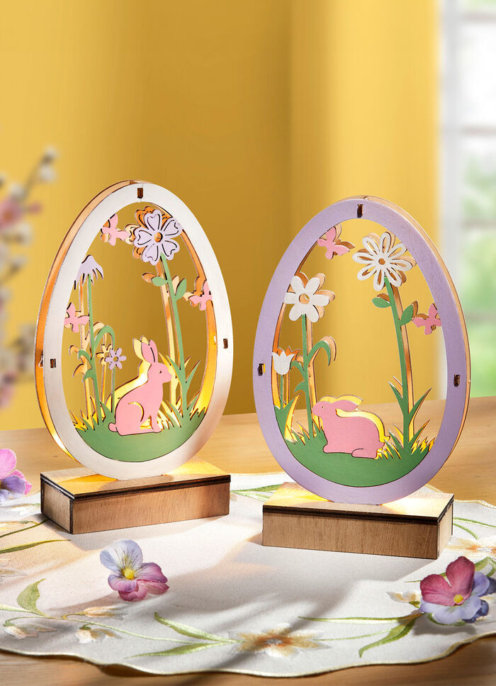 Verlicht paasei, set van 2, werkt op batterijen 