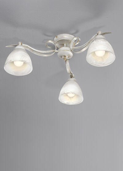 Elegante plafondlamp gemaakt van ijzer en glas 