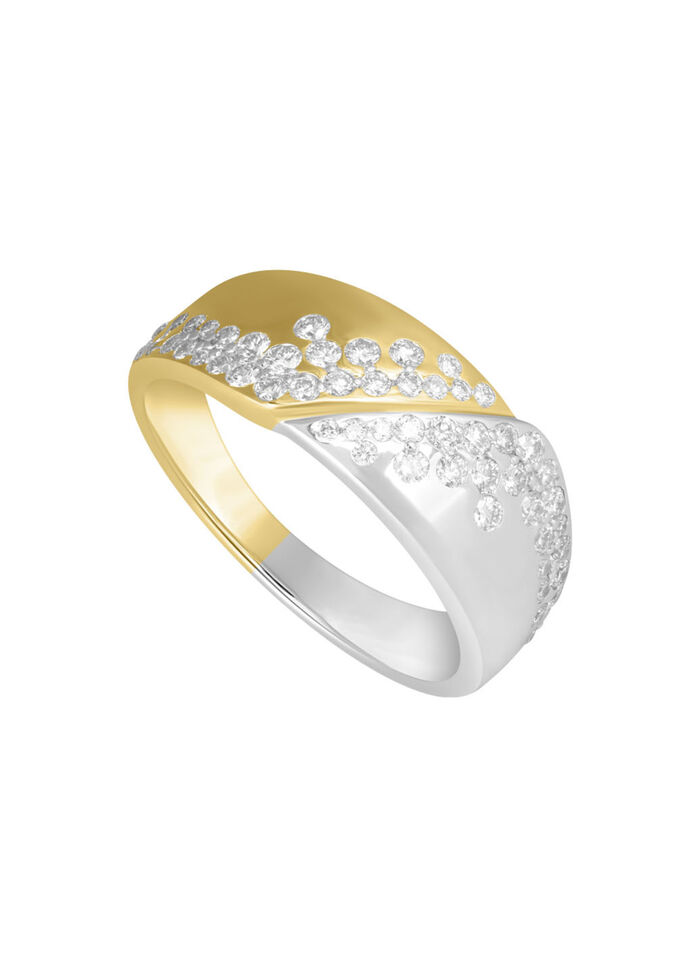 Damesring in bicolor met 58 diamanten 