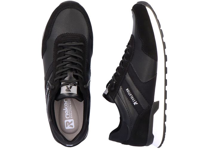 Sneakers met veters en uitneembaar voetbed van textiel ZWART