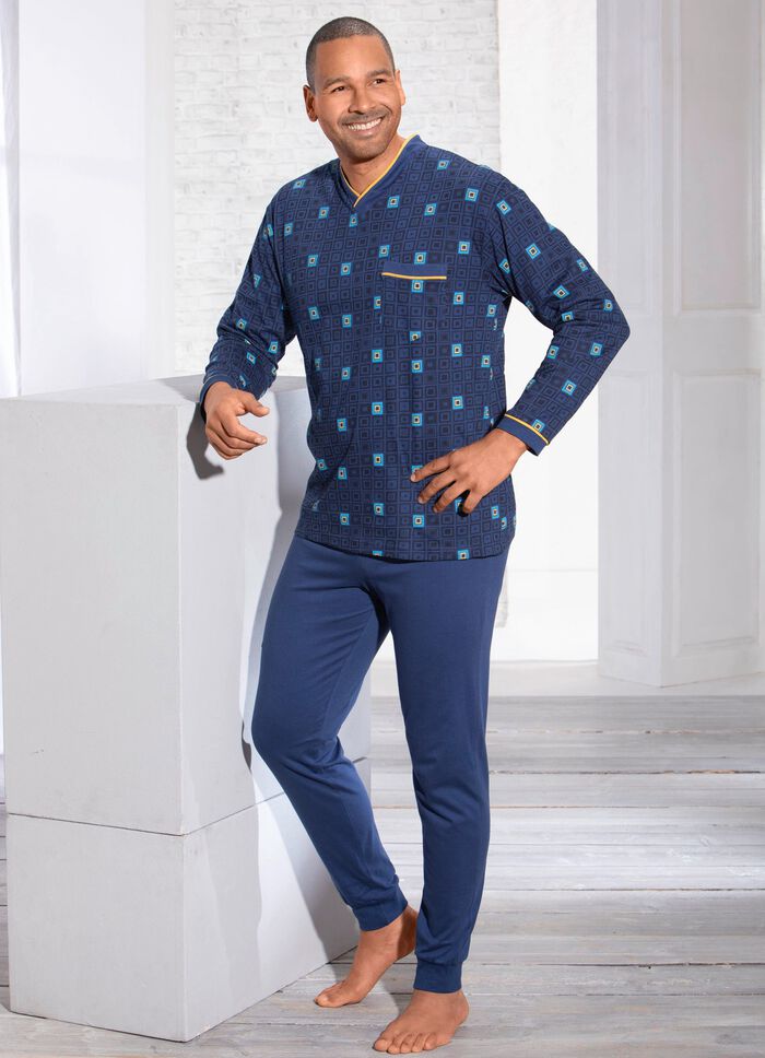 Pyjama met V-hals en borstzakje 