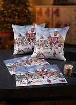 Kussensloop of placemat met winterlandschap 