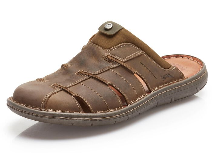 Klomp gemaakt van grijs rundleer ANTIEKBRUIN