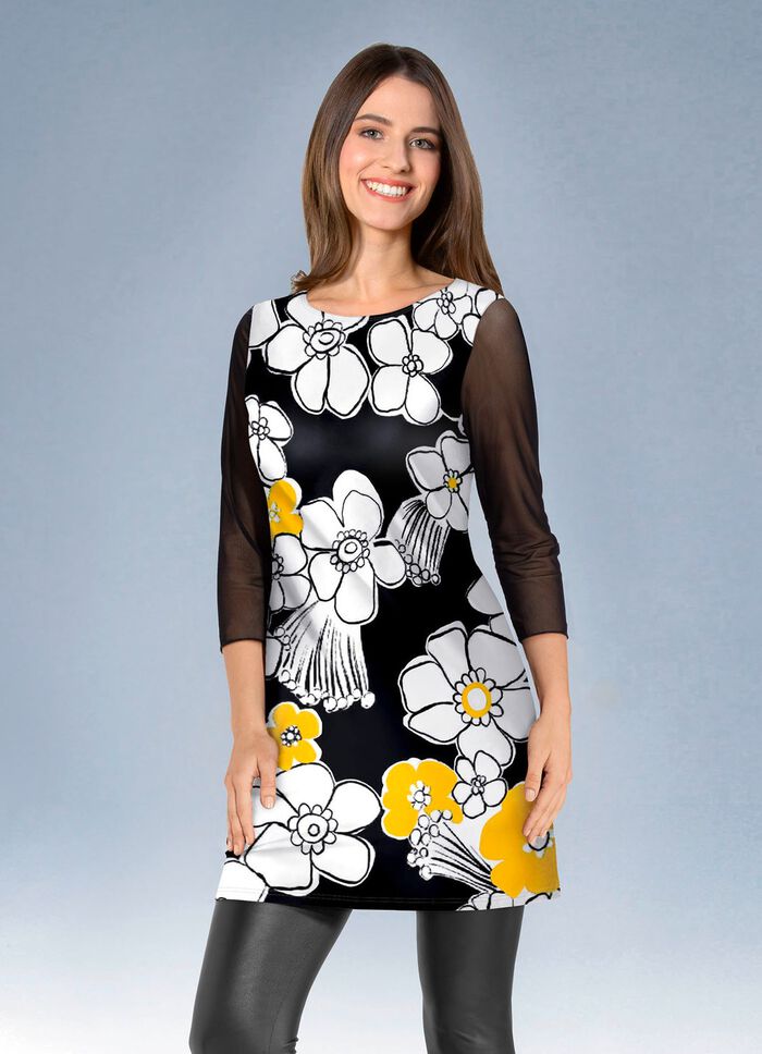 Lang shirt met modieuze platte halslijn 