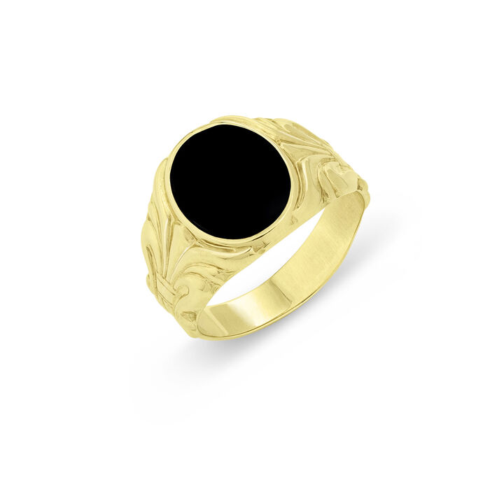Herenring aan de zijkant versierd met echte onyx 