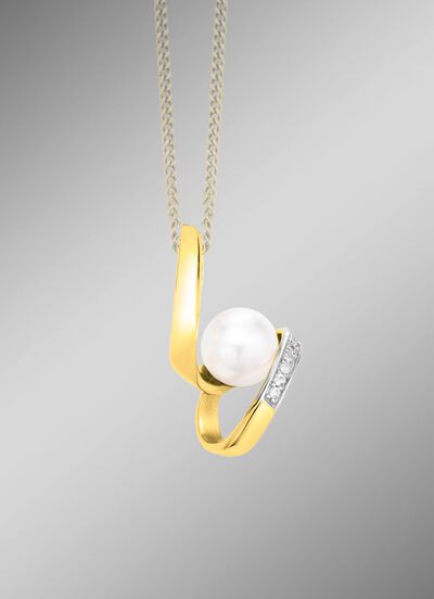 Hanger met zoetwaterparel en synthetische zirkonia 