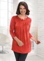 Lang shirt met deelnaad aan de voorkant in 3 kleuren TERRACOTTA