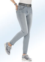 Enkellange jeans met modieuze gekleurde zomen LICHTBLAUW