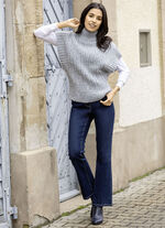 Jeans met licht uitlopende pijpen DONKERBLAUW