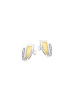 Moderne oorbellen in twee kleuren met zirkonia 