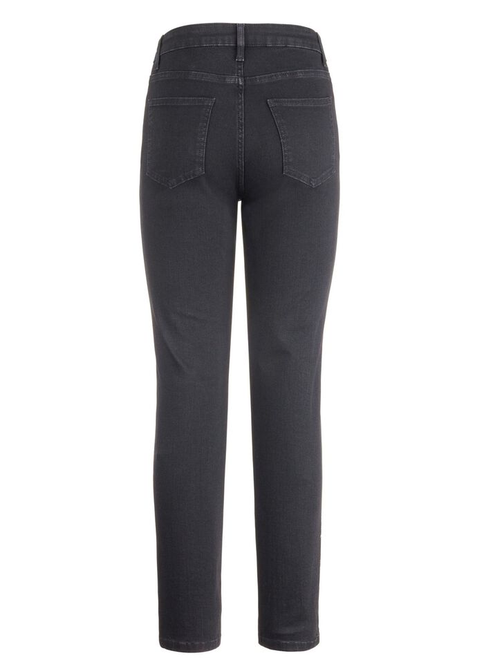 Jeans met handgeschilderde bloemmotieven 