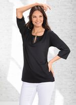 Uitstekend shirt met plooien in 2 kleuren ZWART