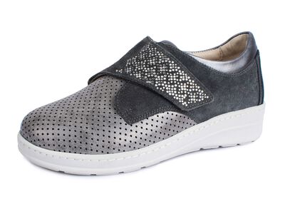 Comfortabele klittenbandschoen met uitgebreide strassversiering 