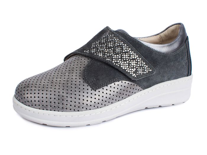 Comfortabele klittenbandschoen met uitgebreide strassversiering 