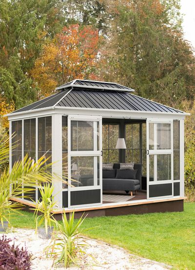 Paviljoen Olan van gepoedercoat aluminium 