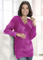 Trui van een structuurmix FUCHSIA