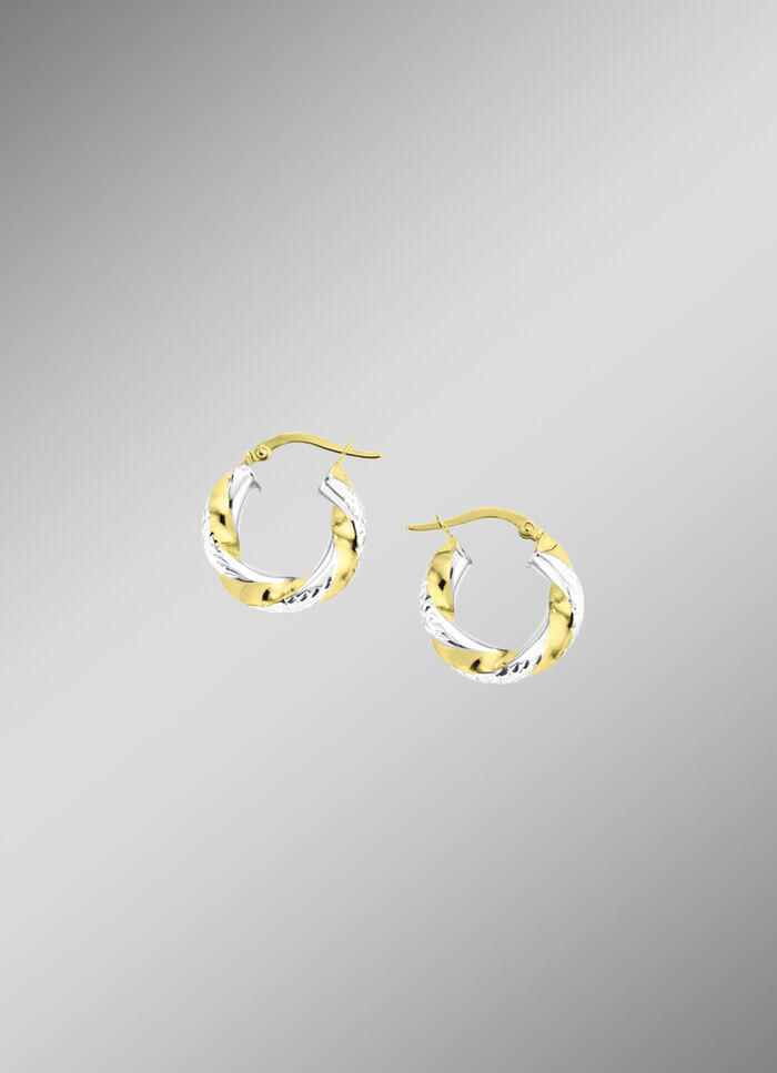 Tweekleurige oorringen met diamantcoating 