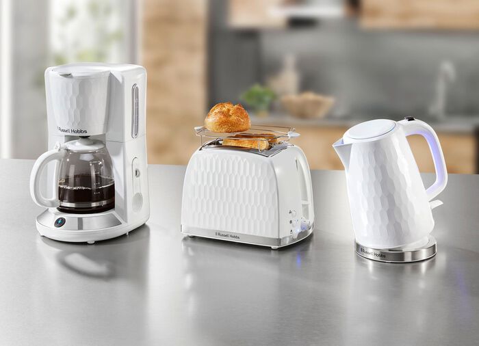 Russell Hobbs Honeycomb ontbijtserie gemaakt van hoogglans kunststof 