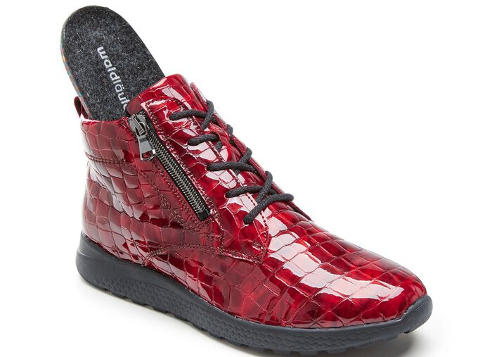Waldl&auml;ufer veterlaarzen van elegant lakleer met krokodillenreli&euml;f ROOD