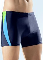 Pak van twee zwembroeken met kleurrijke inzetstukken 