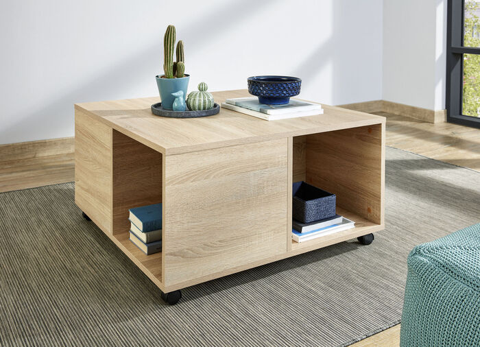 Mooie salontafel op wielen EIK SONOMA
