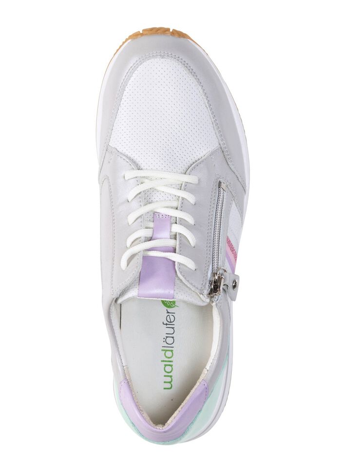 Waldl&auml;ufer veterschoen van fijn glanzend nappaleer met textielgarnituur ZILVERGRIJS-MULTICOLOR