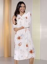 Set van twee nachthemden, kuitlengte met knoopsluiting 