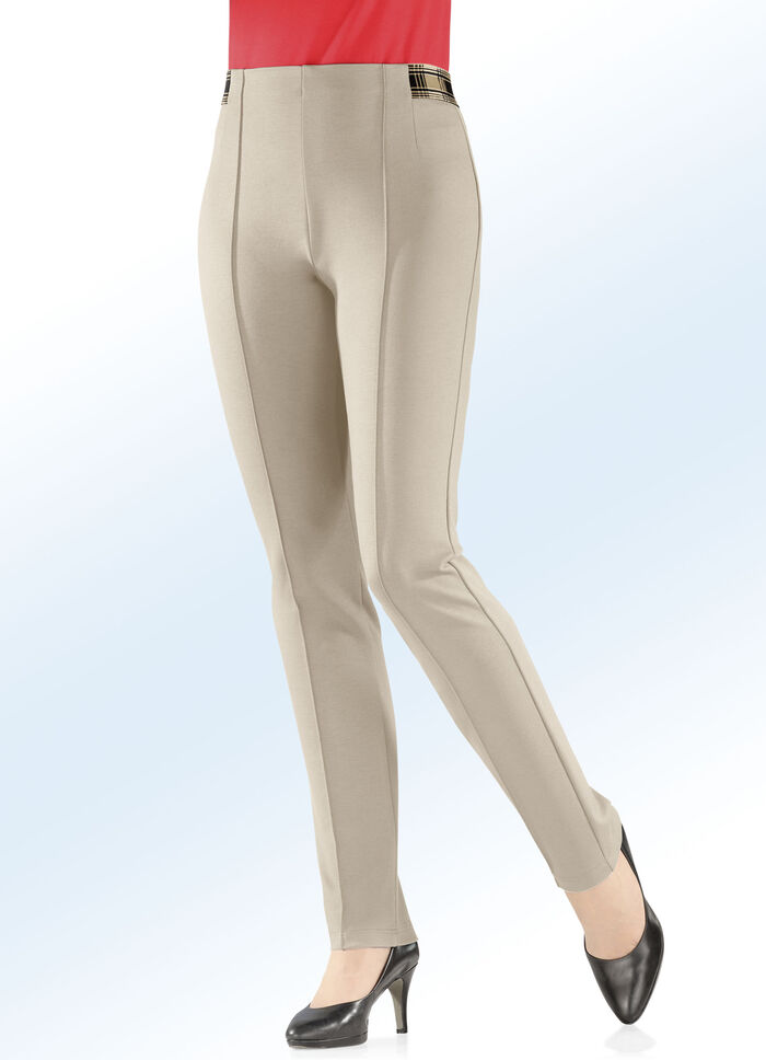 Jersey-broek met speciale verwerking van de tailleband BEIGE
