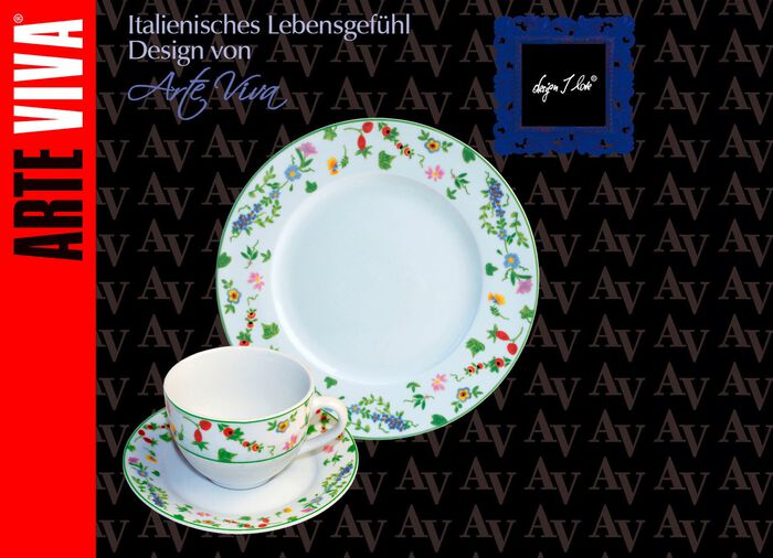 Millefiori porseleinen servies gemaakt van hoogwaardig wit porselein 