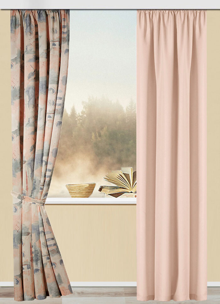 Overgordijn met universele railband BEIGE MET PATROON