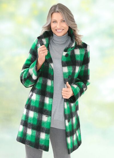 Lange jas met ruitmotief 