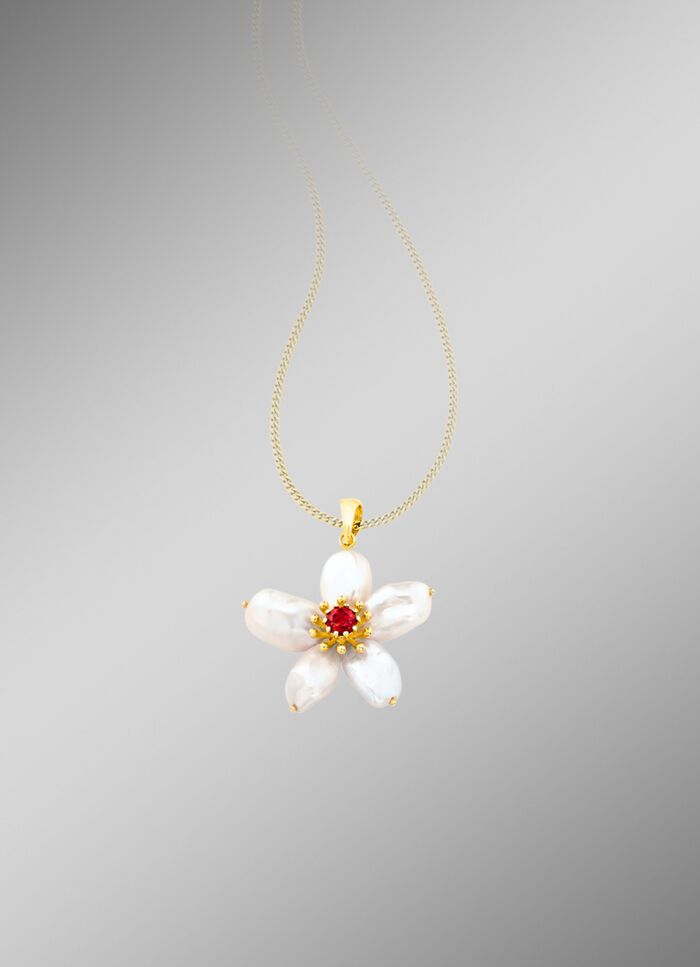 Kettinghanger met granaat en Keshi-parels 