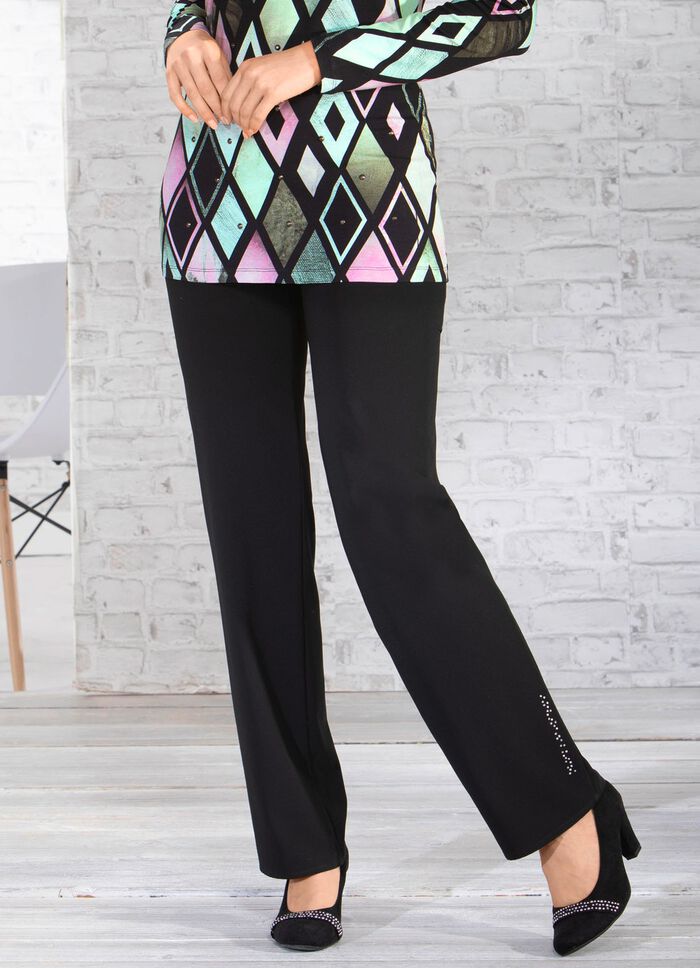 Broek met mooie stras- en parelmotieven 