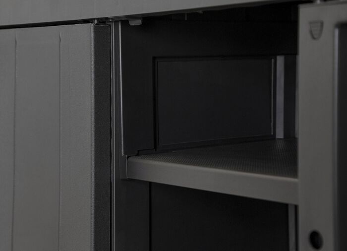 Garage gereedschapskast met houten lamelleneffect 
