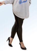Legging in trendy materiaalmix ZWART